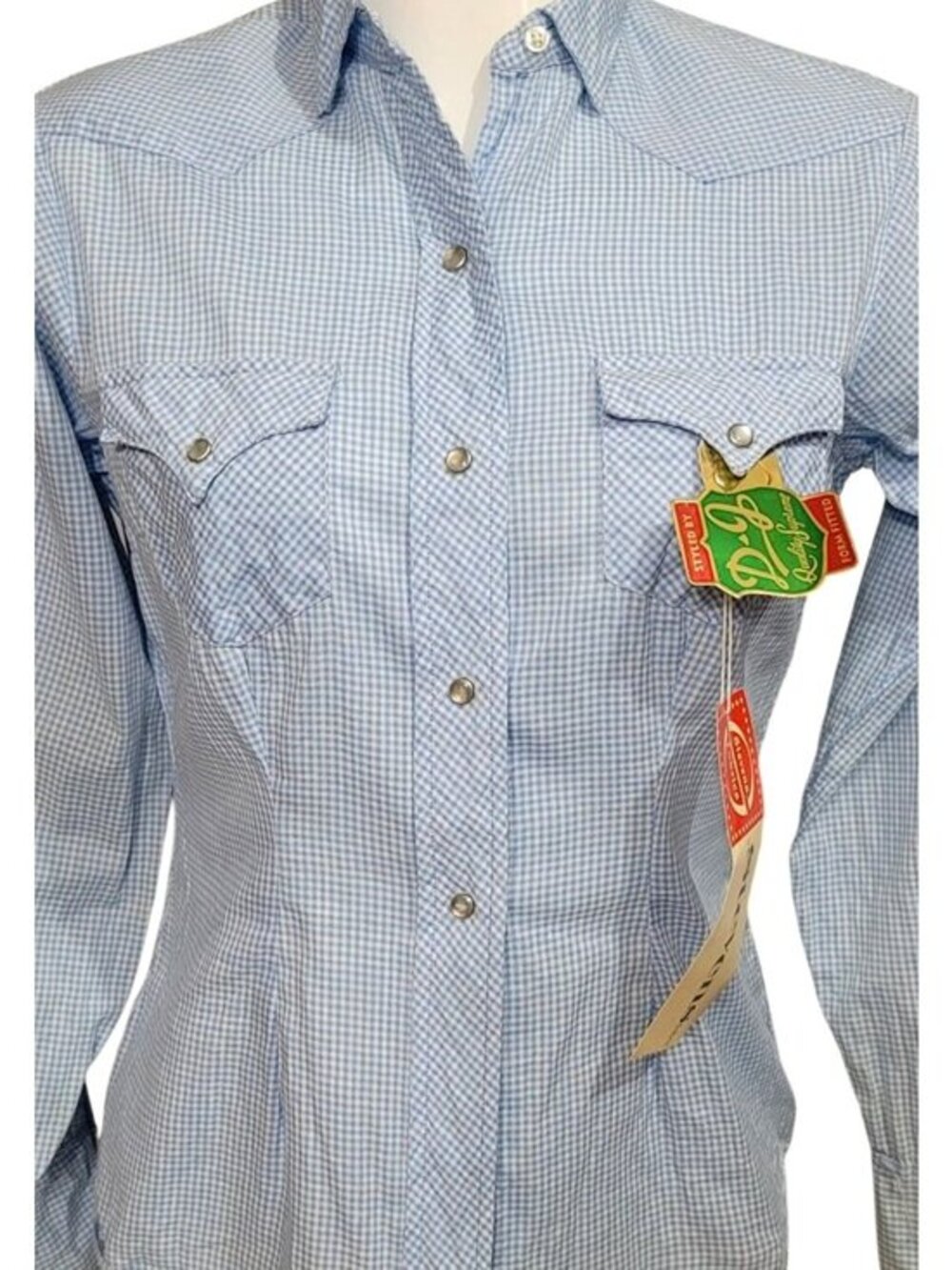 Vintage Gingham Shirt & Pants Set Light Blue - Picture 3 of 12